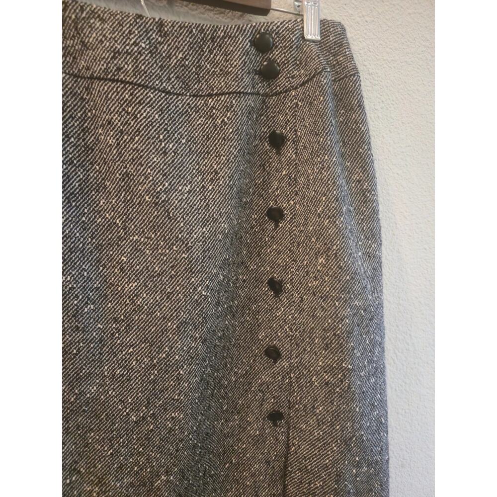 Vintage Talbots Petites 12W Wool Blend Italian Fabric Faux Wrap Tweed Skirt - Picture 3 of 7